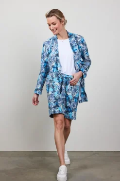 DiDi Travel bermuda Urban in offwhite with blue Azur Fusion print- Travel | Korte Broeken