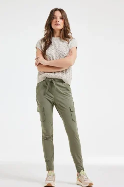 DiDi Travel pants Dash in dusty olive- Travel | Lange Broeken
