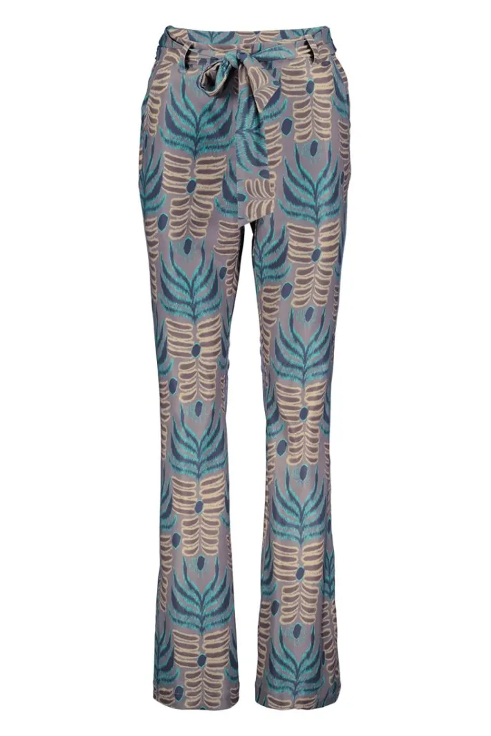 DiDi Travel pants Paseo in taupe with Odyssey print- Travel | Lange Broeken
