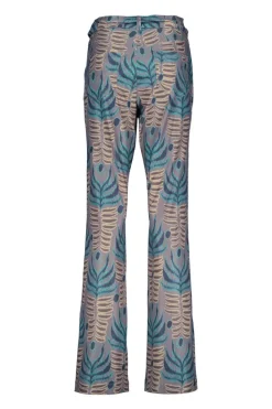 DiDi Travel pants Paseo in taupe with Odyssey print- Travel | Lange Broeken