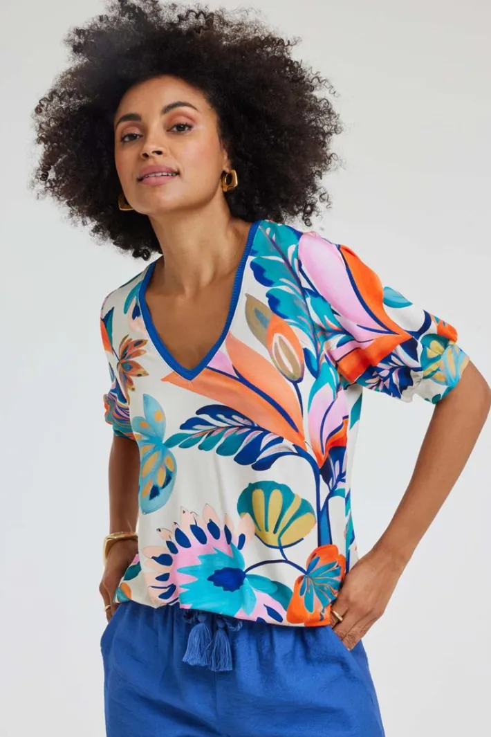 DiDi T-shirt Auri Offwhite Tropicalia print- T-shirts & Tops