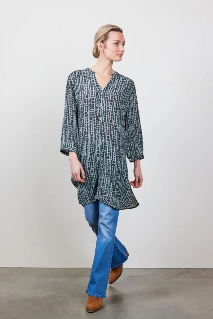 DiDi Tunic Chill in granite green with dots in a row print- Jurken & Tunieken