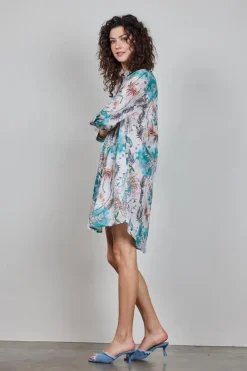 DiDi Tunic Flora in Offwhite with Palm festival print- Jurken & Tunieken