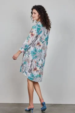 DiDi Tunic Flora in Offwhite with Palm festival print- Jurken & Tunieken