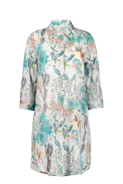 DiDi Tunic Flora in Offwhite with Palm festival print- Jurken & Tunieken