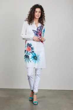 DiDi Tunic Floral in offwhite with floral Medley panel- Jurken & Tunieken