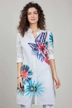 DiDi Tunic Floral in offwhite with floral Medley panel- Jurken & Tunieken