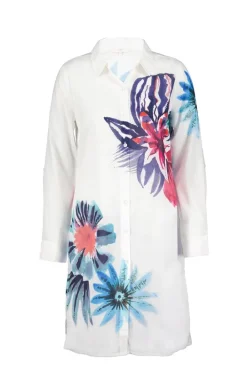 DiDi Tunic Floral in offwhite with floral Medley panel- Jurken & Tunieken