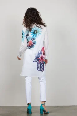 DiDi Tunic Floral in offwhite with floral Medley panel- Jurken & Tunieken