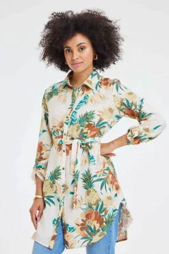 DiDi Tunic Jolie Offwhite Rising sun print- Jurken & Tunieken