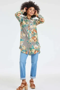 DiDi Tunic Jolie Taupe Rising sun print- Jurken & Tunieken