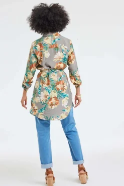 DiDi Tunic Jolie Taupe Rising sun print- Jurken & Tunieken