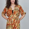 DiDi Tunic Noelle in Copper with Palma print- Jurken & Tunieken