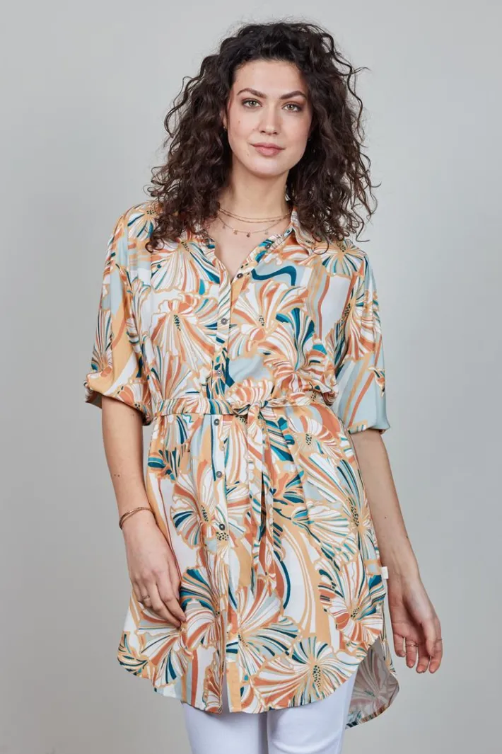 DiDi Tunic Noelle in Offwhite with Maritimo print- Jurken & Tunieken