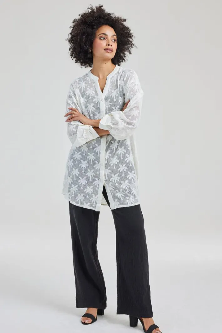 DiDi Tunic Palm jacquard in Snow White- Jurken & Tunieken