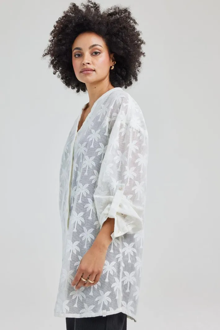 DiDi Tunic Palm jacquard in Snow White- Jurken & Tunieken