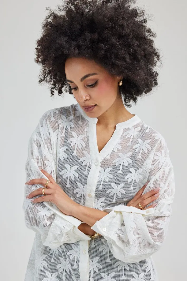 DiDi Tunic Palm jacquard in Snow White- Jurken & Tunieken