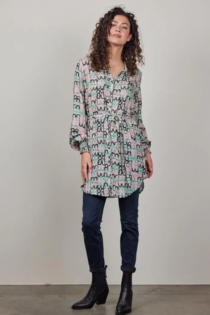 DiDi Tuniek Clea in offwhite with whisper print- Jurken & Tunieken