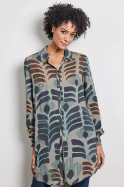 DiDi Tuniek Clea taupe with Odyssey print- Jurken & Tunieken
