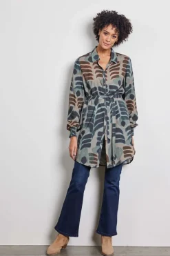 DiDi Tuniek Clea taupe with Odyssey print- Jurken & Tunieken