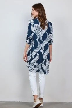 DiDi Tuniek Jolie in Darkblue with Dancing dots print- Jurken & Tunieken