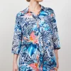 DiDi Tuniek Jolie in offwhite with Azur Fusion print- Jurken & Tunieken
