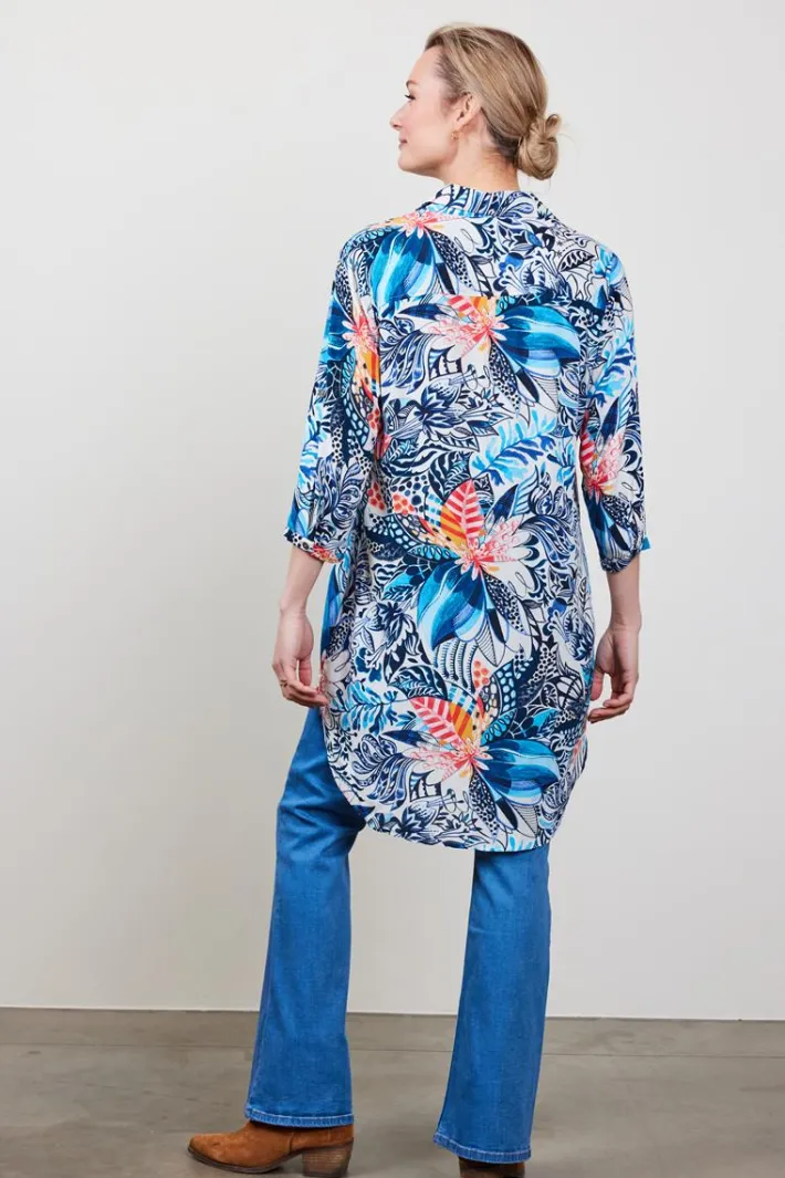 DiDi Tuniek Jolie in offwhite with Azur Fusion print- Jurken & Tunieken