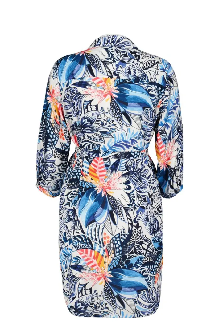 DiDi Tuniek Jolie in offwhite with Azur Fusion print- Jurken & Tunieken