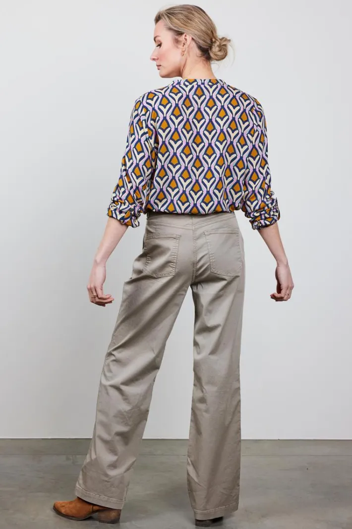 DiDi Wide leg pants Royce in fallen rock- Lange Broeken