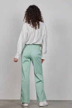 DiDi Wide leg pants Royce in granite green- Lange Broeken