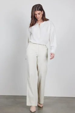 DiDi Wide leg pants Royce in light silver- Lange Broeken